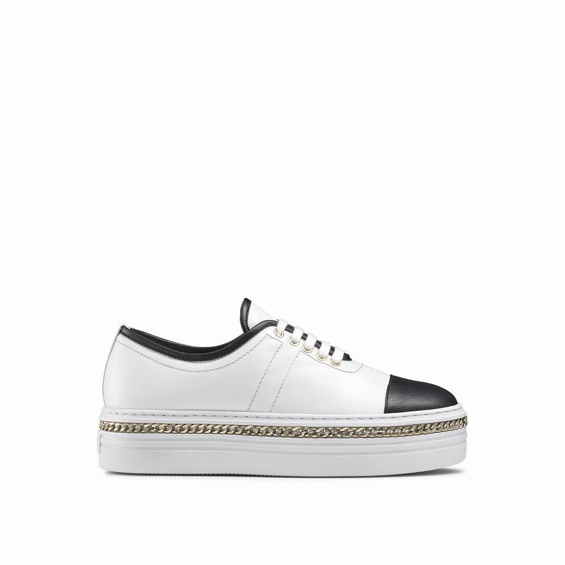 Russell & Bromley Chainline Womens Chain Tennis Flatform White |XTU4340ZS|